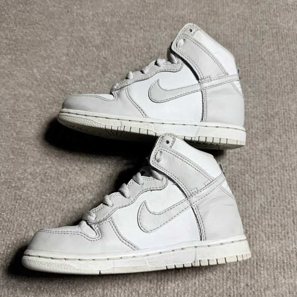 Nike Dunk High‎ Retro White Vast Grey Toddler Kids 11C DD2314-101 GUC Grey White